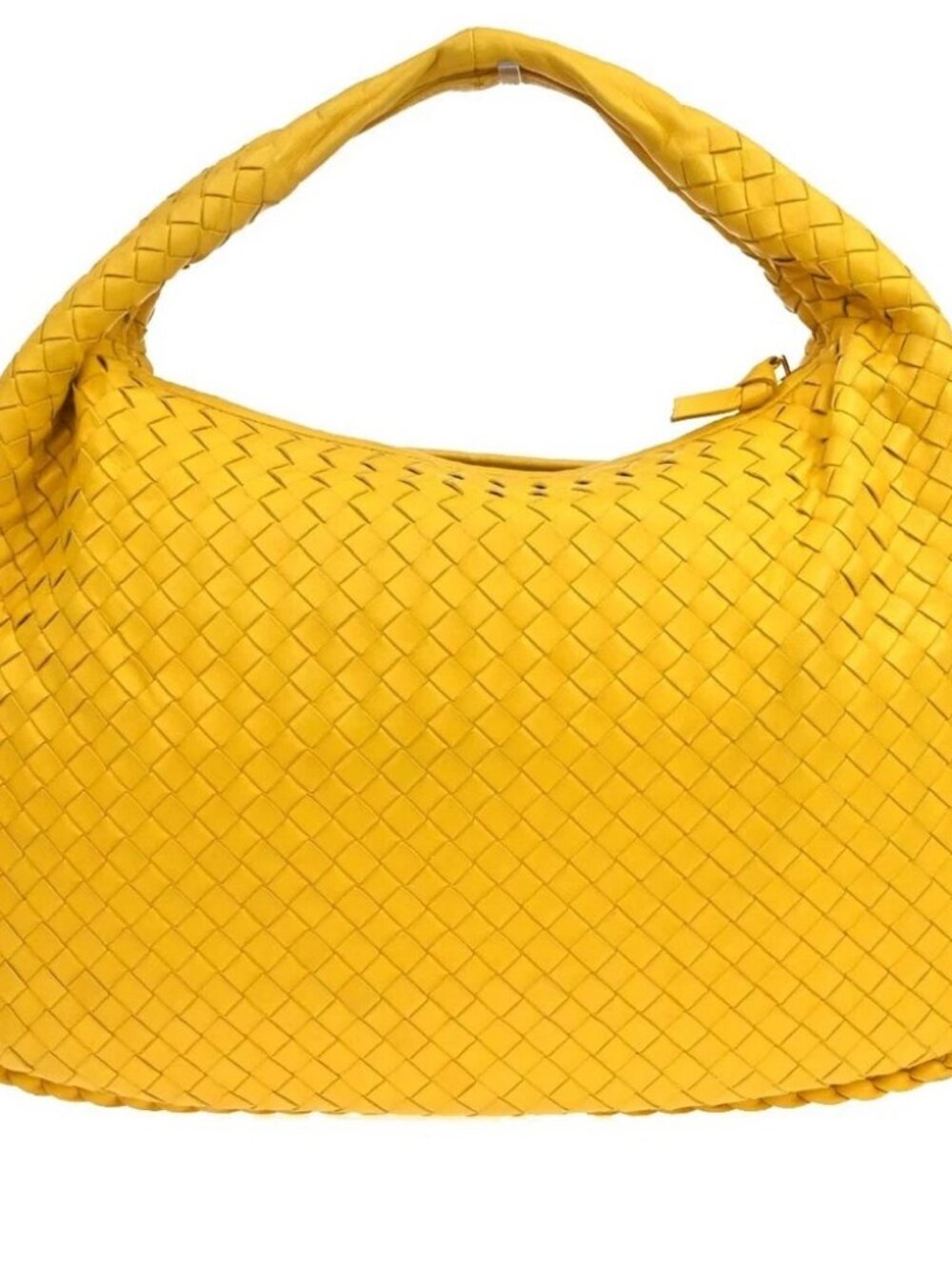 Bottega Veneta Yellow Lambskin Intrecciato Hobo Handbag
